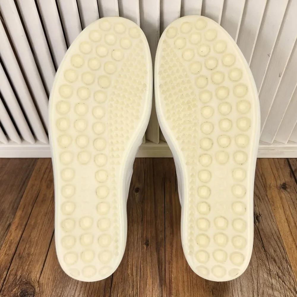 ECCO Soft 7 Woven Slip-On Womens Sz 9.5 White Leather Modern Sleek Loafers Shoes